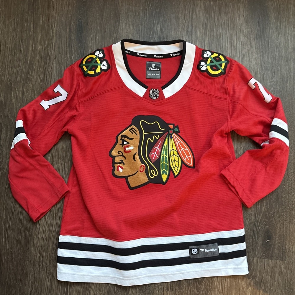 Fanatics Chicago Blackhawks Brent Seabrook 7 Jersey Youth Size L/XL Red NHL MINT